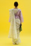 Shop_Meesa_Off White Chanderi Printed And Embellished Lotus Saree & Blouse Set _at_Aza_Fashions