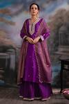 Buy_Meesa_Purple Silk, Cotton, Placed Moon Kurta Sharara Set _at_Aza_Fashions