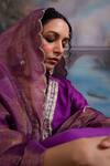 Meesa_Purple Silk, Cotton, Placed Moon Kurta Sharara Set _at_Aza_Fashions