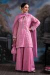 Buy_Meesa_Pink Cotton, Tissue Sequins, Zari Chaand Embroidered Panel Kurta Palazzo Set _at_Aza_Fashions