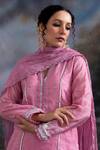 Meesa_Pink Cotton, Tissue Sequins, Zari Chaand Embroidered Panel Kurta Palazzo Set _Online_at_Aza_Fashions