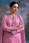 Shop_Meesa_Pink Cotton, Tissue Sequins, Zari Chaand Embroidered Panel Kurta Palazzo Set _Online_at_Aza_Fashions