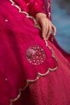 Shop_Meesa_Pink Chanderi Silk, Kota Doria, Floral Embroidered Pattern Kurta Palazzo Set _Online_at_Aza_Fashions