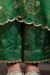 Shop_Meesa_Emerald Green Pattu Silk Floral Blossom Pattern Kurta Palazzo Set_Online_at_Aza_Fashions