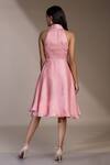 Shop_Mamicha_Pink Satin, Georgette Collared Roswell Fit And Dress_at_Aza_Fashions