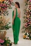 Shop_Preeti S Kapoor_Green Bells Of Ireland Pleated Pre-draped Saree With Blouse_at_Aza_Fashions