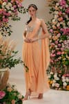 Buy_Preeti S Kapoor_Peach Saree Georgette Butter Cup Pre-draped With Mirror Work Blouse _Online_at_Aza_Fashions