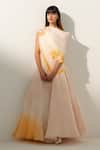Buy_Richa Khemka_Pink Organza June Placement Embroidered Skirt And Top Set_at_Aza_Fashions
