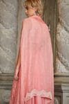 Shop_Sayisha_Pink Cotton Silk Hand Embroidery Sequins Blouse V Neck Jacket Skirt Set _at_Aza_Fashions