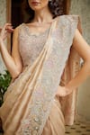 SAYISHA_Beige Embroidery Floral Zari Saree  _Online_at_Aza_Fashions