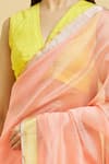 Buy_Mint N Oranges_Peach Saree Pure Chanderi With Blouse Piece _Online_at_Aza_Fashions