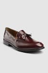 Shop_Hats Off Accessories_Maroon Leather Round Toe Shoes  _Online_at_Aza_Fashions