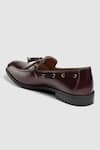 Hats Off Accessories_Maroon Leather Round Toe Shoes  _at_Aza_Fashions