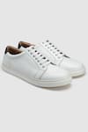 Buy_Hats Off Accessories_White Leather Round Toe Sneakers  _at_Aza_Fashions