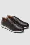 Buy_HATS OFF ACCESSORIES_Brown Leather Casual Round Toe Sneakers _at_Aza_Fashions