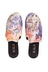 Buy_Kala_Cream Printed Elephant Whisperer And Embroidered Mules _Online_at_Aza_Fashions