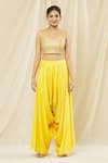 Buy_Vasavi Shah_Yellow Silk, Organza, Cotton Embroidery, Gota Patti Jacket And Harem Pant Set _Online_at_Aza_Fashions