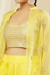 Vasavi Shah_Yellow Silk, Organza, Cotton Embroidery, Gota Patti Jacket And Harem Pant Set _at_Aza_Fashions