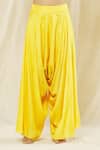 Buy_Vasavi Shah_Yellow Silk, Organza, Cotton Embroidery, Gota Patti Jacket And Harem Pant Set 
