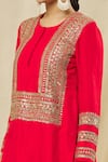 Vasavi Shah_Red Silk, Cotton Sequins, Embroidery Round Neck Dori Short Kurta Sharara Set _Online_at_Aza_Fashions