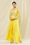 Vasavi Shah_Yellow Silk, Organza, Cotton Embroidery, Gota Patti Jacket And Harem Pant Set _Online_at_Aza_Fashions