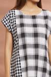 Shop_Naintara Bajaj_Black Cotton Round Neck Checkered Pattern Short Dress _Online_at_Aza_Fashions