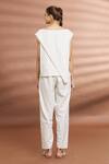 Shop_Samyukta Singhania_White Cotton Neps Yarn Boat Overlap Top And Pant Set _at_Aza_Fashions