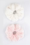 Buy_Choko_White Fur Scrunchie - Set Of 2_at_Aza_Fashions