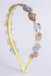 Buy_Choko_Gold Metallic Floral Sequin Embroidered Hairband_at_Aza_Fashions