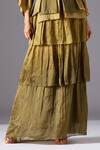 Shop_A Humming Way_Green Satin, Organza, Linen Topiary Bhutani Top With Forestland Tiered Gown _Online_at_Aza_Fashions