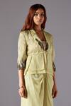 Buy_A Humming Way_Green Satin, Organza Embroidery Crest Victorian Jacket And Harem Pant Set _Online_at_Aza_Fashions