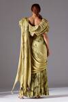 Shop_A Humming Way_Green Satin, Organza, Gill Fungi Blouse And Marsh-scapes Skirt Saree Set _at_Aza_Fashions