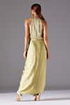Shop_A Humming Way_Green Satin, Chiffon Beads, Embroidery, Mima Mounds Top Draped Skirt Saree Set _at_Aza_Fashions