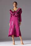 Buy_A Humming Way_Pink Organza And Bamberg Georgette Embroidered Gill Fungi Dress _at_Aza_Fashions