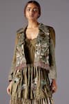 Buy_A Humming Way_Green Linen Satin Embroidered Landscape Jacobean Shirt Collar Earth Jacket _at_Aza_Fashions