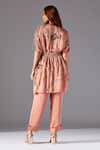 Shop_A Humming Way_Pink Georgette, Satin Tassels Boat Neck Barberry Kaftan Dress _at_Aza_Fashions