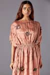 A Humming Way_Pink Georgette, Satin Tassels Boat Neck Barberry Kaftan Dress _Online_at_Aza_Fashions