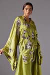 Buy_A Humming Way_Green Bamberg And Organza Shrubbery Kimono Top & Bulge Skirt Set _Online_at_Aza_Fashions