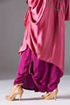 A Humming Way_Pink Bamberg Satin Embroidered Landscape Elysian Jubba Kurta And Draped Dhoti Set _at_Aza_Fashions