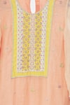 Buy_Kasturi Tikmani_Peach Kurta Pure Silk Chanderi Floral Straight Pattern And Pant Set  _Online_at_Aza_Fashions