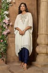 Buy_Aariyana Couture_Off White Kurta Viscose Georgette Embroidery Thread And Harem Pant Set  _Online_at_Aza_Fashions