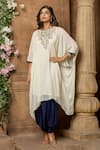 Buy_Aariyana Couture_Off White Kurta Viscose Georgette Embroidery Thread And Harem Pant Set  