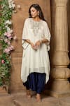 Shop_Aariyana Couture_Off White Kurta Viscose Georgette Embroidery Thread And Harem Pant Set  