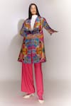 MINI SONDHI_Multi Color Viscose Silk Print Floral Lapel Collar Quilted Jacket _at_Aza_Fashions