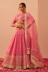 Buy_Sheetal Batra_Pink Blouse And Lehenga Bangalore Silk Embroidery Naaina Geometric Bridal Set _at_Aza_Fashions