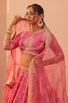 Shop_Sheetal Batra_Pink Blouse And Lehenga Bangalore Silk Embroidery Naaina Geometric Bridal Set _Online_at_Aza_Fashions