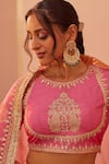 Shop_Sheetal Batra_Pink Blouse And Lehenga Bangalore Silk Embroidery Naaina Geometric Bridal Set _at_Aza_Fashions