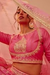 Buy_Sheetal Batra_Pink Blouse And Lehenga Bangalore Silk Embroidery Naaina Geometric Bridal Set 