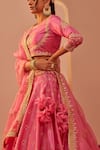 Shop_Sheetal Batra_Pink Blouse And Lehenga Bangalore Silk Embroidery Naaina Geometric Bridal Set _at_Aza_Fashions