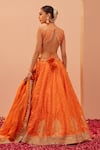 Sheetal Batra_Orange Blouse And Lehenga Bangalore Silk Tanisha Floral Placement Bridal Set _Online_at_Aza_Fashions